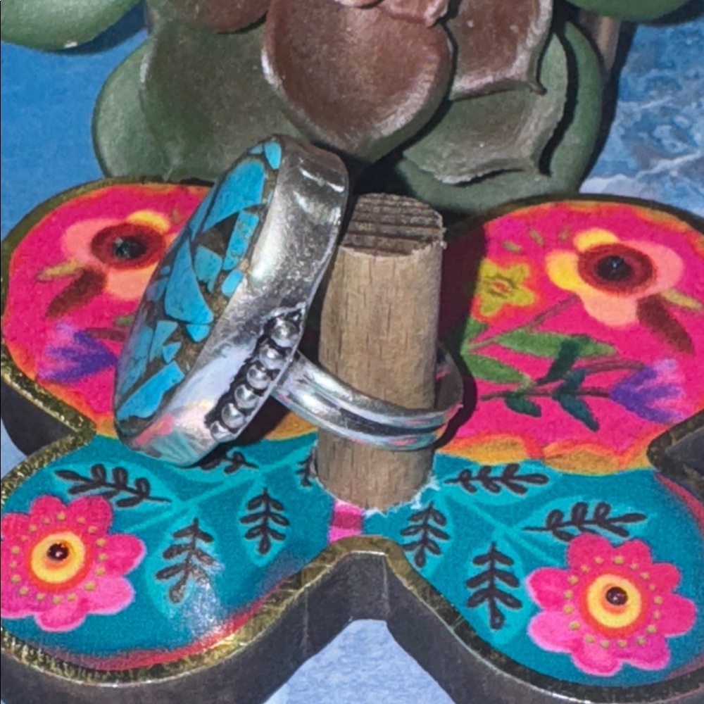 Copper Turquoise Silver Ring - image 3